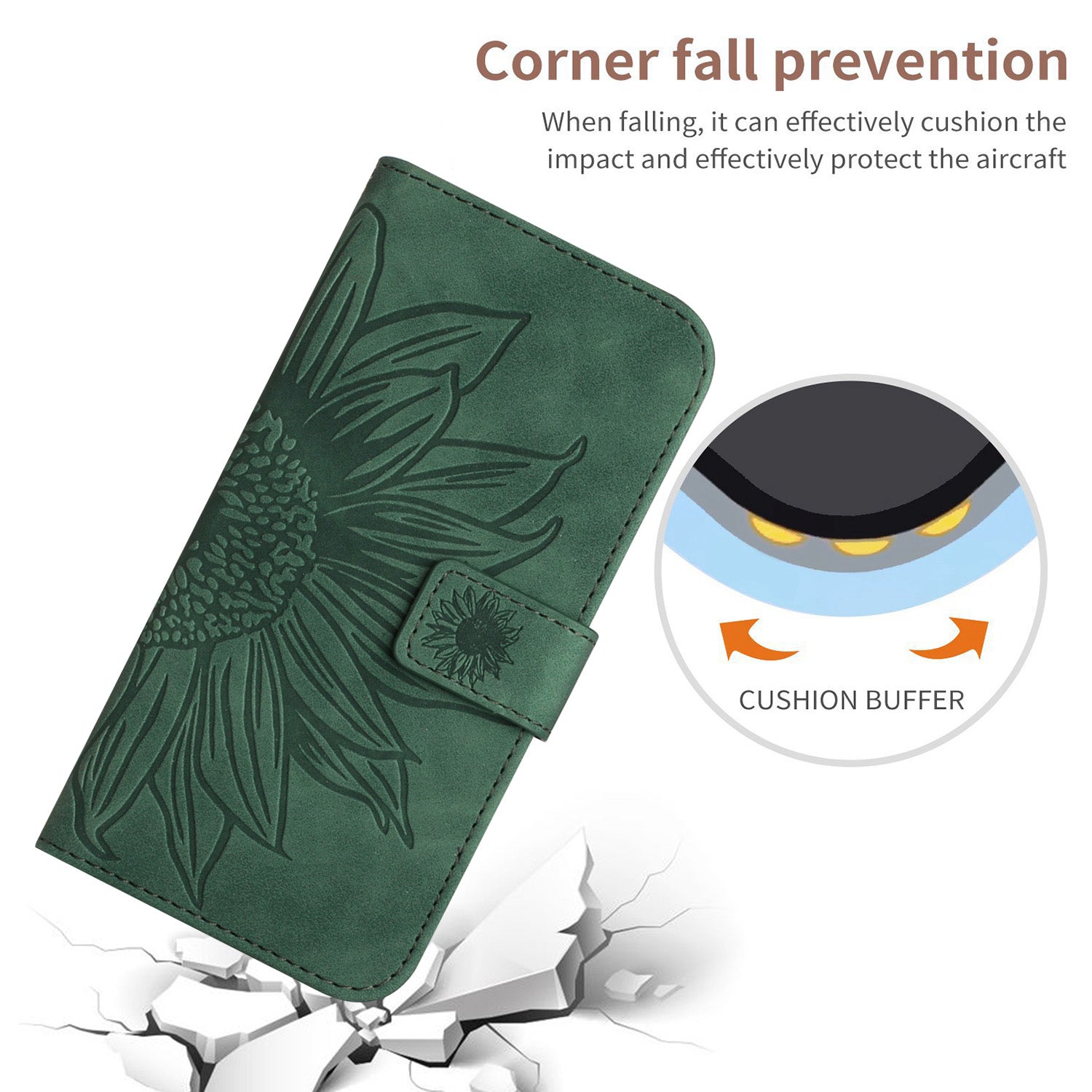 HT04 For Samsung Galaxy Xcover7 Leather Case Phone Wallet with Hand Strap Sunflower Pattern - Dark Green HT04 For Samsung Galaxy Xcover7 Leather Case Phone Wallet with Hand Strap Sunflower Pattern - Dark Green